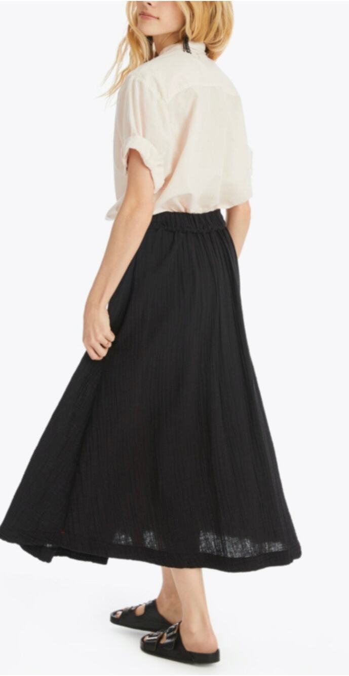 Xirena Black Deon Cotton Gauze Maxi Skirt w pockets XS $198